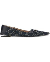 Gucci - Vittoria Gg Denim Ballerina's - Lyst