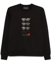 Karl Lagerfeld - Rhinestone Sunglasses Sweatshirt - Lyst