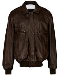 Rabanne - Quilted-Shoulder Leather Jacket - Lyst