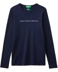 Benetton - Logo-Print Long-Sleeve T-Shirt - Lyst
