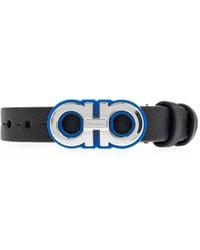 Ferragamo - Gancini Buckle Calf Leather Bracelet - Lyst