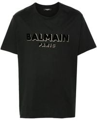Balmain - Foil And Flock T-Shirt For - Lyst