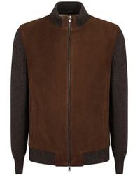 Barba Napoli - Panelled Leather Jacket - Lyst