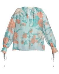Erdem - Floral-Print Long-Sleeve Blouse - Lyst