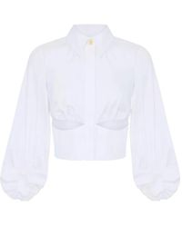 Elisabetta Franchi - Cut-Out Balloon-Sleeve Shirt - Lyst