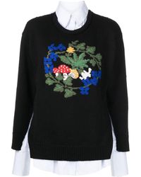 Monse - Panelled Floral-embroidered Jumper - Lyst