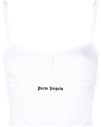 Palm Angels - Top in jersey di cotone con logo - Lyst