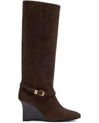 Ganni - Kat High-Boots Aus Braunem Wildleder - Lyst