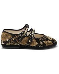 Gondolina - Snake-Print Mary Jane Ballet Flats - Lyst