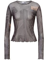 Love Moschino - Printed Mesh T-Shirt - Lyst