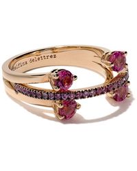 Delfina Delettrez - 18kt Rose Gold, Tourmaline And Sapphire Linked Dots Ring - Lyst