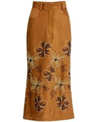 Silvia Tcherassi - Layan Midi-Rok Met Geborduurde Bloemen - Lyst