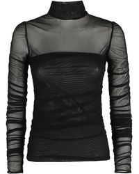 FEDERICA TOSI - Mesh-T-Shirt Mit Stehkragen - Lyst