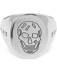 McQueen - Skull-Embossed Signet Ring - Lyst