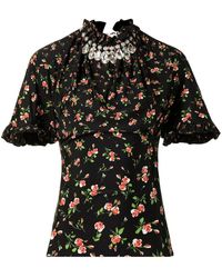 Rabanne - Floral-print Jewelled Blouse - Lyst