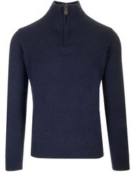 Al Duca d'Aosta - Zip-Fastening Ribbed-Trim Jumper - Lyst