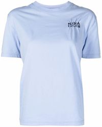 Nina Ricci Camiseta fruncida con logo bordado - Azul