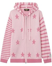 Mini Cream - Star-Intarsia Striped Cardigan - Lyst