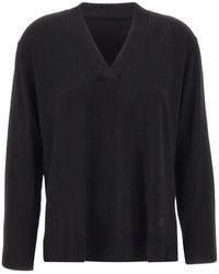 Elena Miro - Side-Slit V-Neck Sweater - Lyst