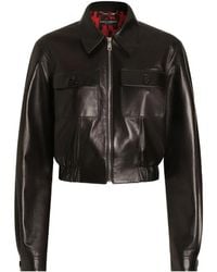 Dolce & Gabbana - Leather Bomber Jacket - Lyst