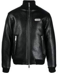 DSquared² - Faux Shearling Black Bomber Jacket - Lyst