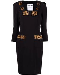 Moschino - Leopard-trim Bow Detail Dress - Lyst