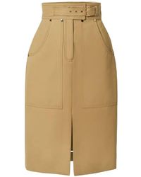 Carolina Herrera - Belted Front-Slit High-Waisted Midi Skirt - Lyst
