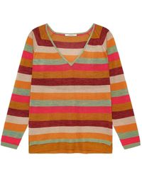 Maliparmi - Striped V-Neck Sweater - Lyst