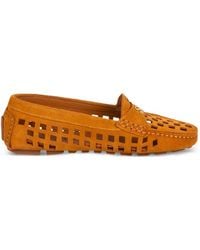 Casadei - Maxisuede Perforated Leather Loafers - Lyst