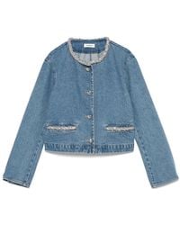 Sandro - Rhinestone-Embellished Denim Jacket - Lyst