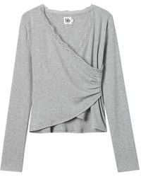 B+ AB - Lace-Trim V-Neck Top - Lyst