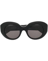 Balenciaga - Logo-Plaque Round-Frame Sunglasses - Lyst