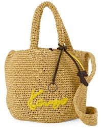 KENZO - Small Logo-Embroidered Raffia Bag - Lyst