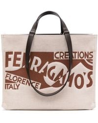 Ferragamo - Shopper Met Geborduurd Logo - Lyst