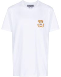 Moschino - Teddy Bear-embroidered Cotton T-shirt - Lyst
