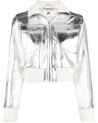Marine Serre - Moonogram-Pattern Laminated Leather Jacket - Lyst