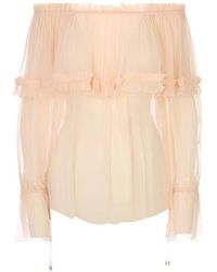 Chloé - Ruffled Off-Shoulder Blouse - Lyst