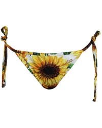 Dolce & Gabbana - Sunflower-Print Side-Tie Bikini Bottoms - Lyst