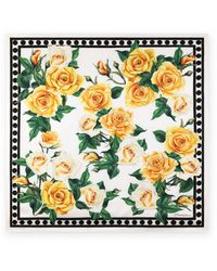 Dolce & Gabbana - Rechthoekige Sjaal Met Roosprint - Lyst
