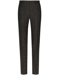 Dolce & Gabbana - Prince Of Wales Patterned Wool Tailored Trousers - Lyst