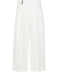 Peserico - Linen Cropped Tailored Trousers - Lyst
