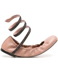 Rene Caovilla - Cleo Leather Ballerina Shoes - Lyst