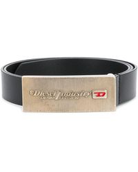 DIESEL Ceinture à plaque logo - Noir