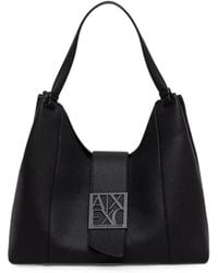 ARMANI EXCHANGE - Logo-Plaque Pebbled Tote Bag - Lyst