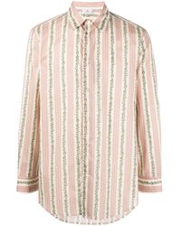 Etro - Floral-print Striped Cotton Shirt - Lyst