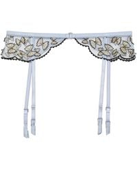 Fleur du Mal - Farfalle Embroidered Garter Belt - Lyst