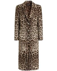 Dolce & Gabbana - Leo-Print Brocade Single-Breasted Coat With Jewel Buttons - Lyst