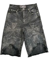 SEKRIT - Chopper Studded Denim Shorts - Lyst