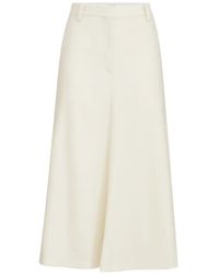 Brunello Cucinelli - Comfort Virgin-Wool Gabardine Flute Skirt With Monili - Lyst