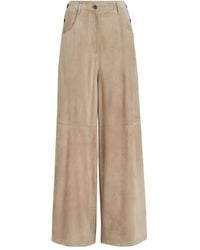Brunello Cucinelli - Suede Maxi Trousers - Lyst